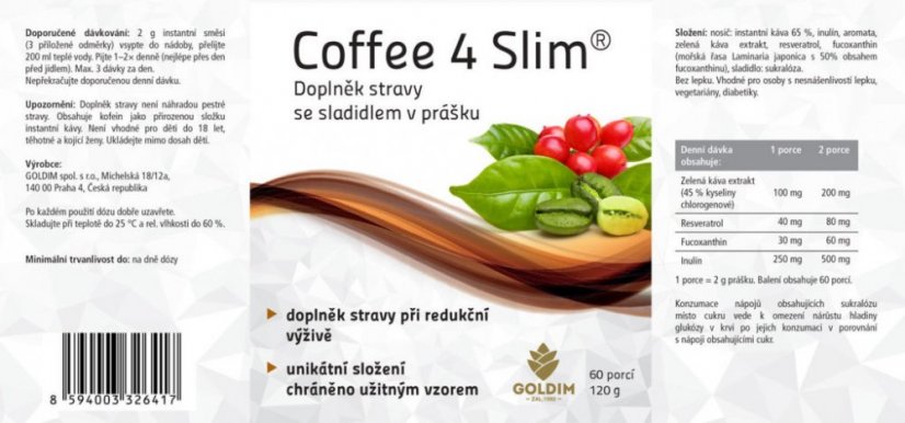 Coffe4Slim, doplněk stravy, 120 g, 60 porcí