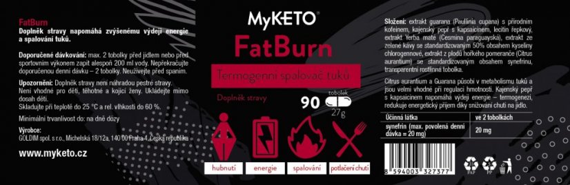 MyKETO FatBurn stimulační a termogenní spalovač tuků, 90 cps